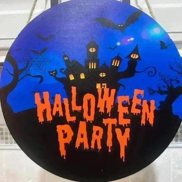 Halloween Party door Hanger Decor / Blue, Orange, & Black - Picture 3 of 8